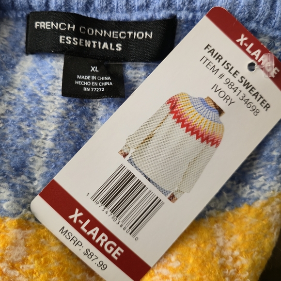NWT French Connection Fair Isle Sweater Retro Vibes - Picture 10 of 14